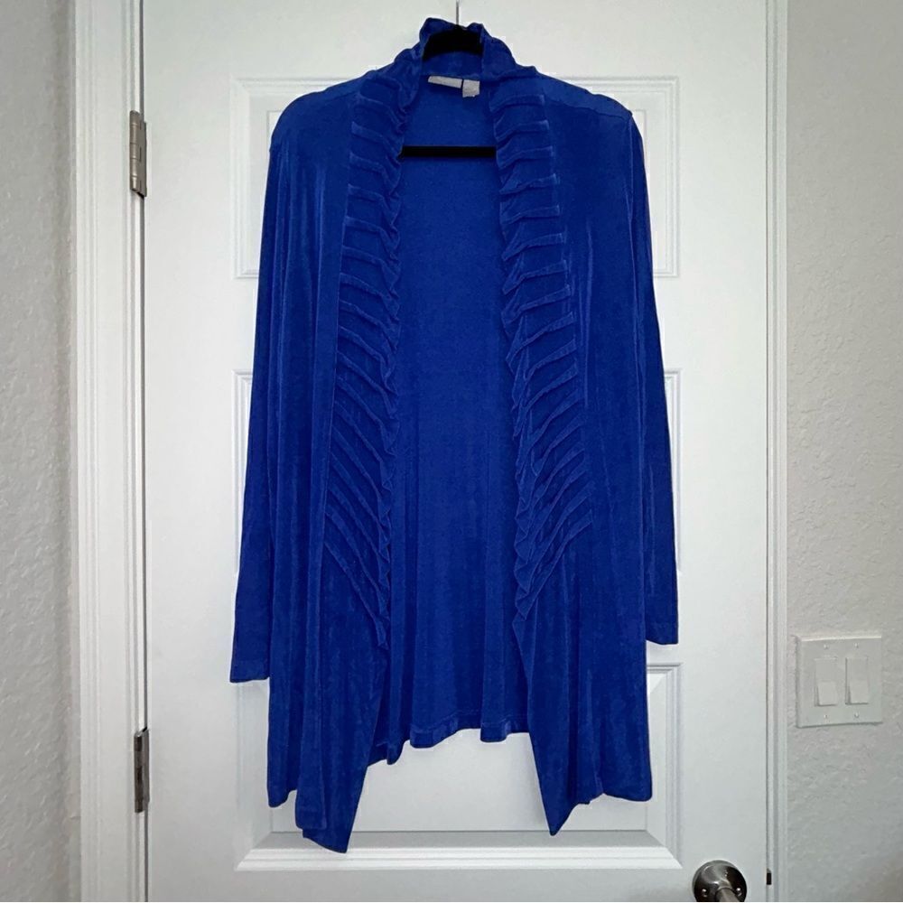 Chico’s Traveler’s Collection Open Front Draped Tunic Cardigan Jacket Chicos